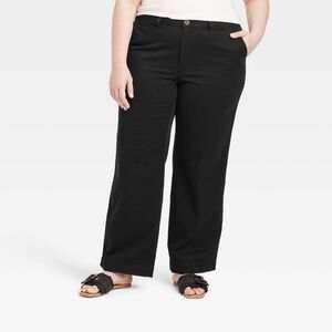 Women's Mid-Rise Straight Leg Relaxed Chino Pants - Universal Thread™ Black 17